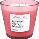 Hidden Label Large Scented Candle, Japanese Cherry Blossom, 30oz 3 Wick Huge Candle, Serene Collection Slow Burn Natural Soy Candles for Home Scented
