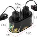 REPTI ZOO Nano Combo Print Tropical Desert Reptile Dual Deep Dome Lamp Fixture for Reptile Max 40 Watts Max Bulb Height 4 in Per Socket UVB Light Fixture Dual Lamp Cap Combo Integration Design