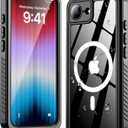 Oterkin Waterproof Case for iPhone 17e / 16e Case Compatible with MagSafe Accessories, Full Body Shockproof Rugged Phone Case with Built-in HD Screen & Lens Protector 12FT Military Grade (MS-Black)
