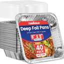 40 Pack 8x8 Aluminum Foil Pans with Clear Plastic Lids - Square Baking Cake Pans Disposable - to Go Food Container, Aluminum Tray, Perfect for 8'' Air Fryer