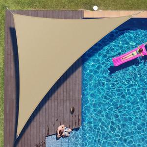 ColourTree 12' x 12' x 17' Sand Right Triangle CTAPRT12 Sun Shade Sail Canopy Mesh Fabric UV Block UPF50 - Commercial Heavy Duty - 190 GSM 