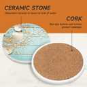 2 x Coasters Set of 6 with Holder,Coastal Themed Beach Lover Gifts for Her.Absorbent Ceramic Drink Coasters with Cork Base for Tabletop Protection Home Decor & Housewarming Gifts for New Home
