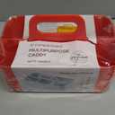 Multiuse Caddy Organizer with Handle - Stackable Plastic Tote Bin - Art Craft Supplies, Office, Desk, Stationery Pen Holder, Kitchen, Utensil, Makeup, Bathroom, Shower, Cleaning, Dorm Organizer - Red