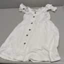 Arshiner Girls Dresses Summer Spaghetti Strap Cold Shoulder Ruffle Button Down A Line Dresses (7-8 Years, White)