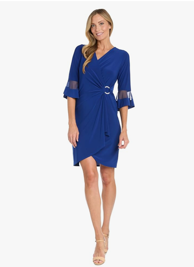 R&M Richards Women's Vibrant Glam Wrap Dress, Size 8