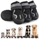 Furmate Dog Shoes for Large Small Medium Dogs,Dog Booties for Indoor Hardfloors Anti-Slip,Reflective Strip Waterproof Dog Boots & Paw Protectors for Outdoor Walking Hot Pavement,Winter Snow (Black-8)