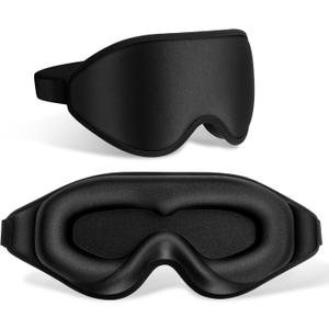 FlyCoco 99% Fully Block Out Light Eye Sleep Mask, 3D Deep Contoured Eyes Cover Zero Pressure, Long Lash Extension Eyes Mask with Adjustable Straps for Sleeping Travel Home Nap Rest Women Men (Black)