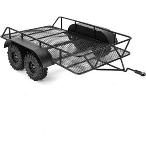 INJORA RC Trailer for Hauling Behind Car - Metal Hitch Mount Trailer for 1/18 RC Crawler TRX4M Defender Bronco K10 High Trail F150, 543g/each