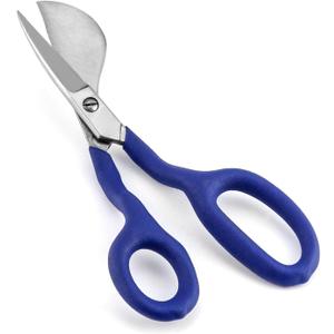 QWORK Duckbill Shears, 7 in Duckbill Applique Scissors, for Carpet Pile, Carpet Punch - Blue (1 Pc)