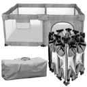 Foldable Baby Playpen with Gate, Extra Large Collapsible Play Yard for Babies & Toddlers, Portable Travel Play Pen with Fence, Safe Activity Center for Indoor & Outdoor Use (51"51" Grey) (51"51"Double Joint, Gray)