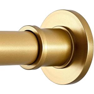 BRIOFOX Industrial Shower Curtain Rod - Rustproof Non-Slip 43-72 Inches Tension Curtain Rod for Window or Bathroom,Frosted Gold Painted Finial