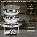 4-Pack 6QT Chafing Dishes for Buffet, 304 Stainless Steel Chafing Dish Buffet Set with Glass Lids & Lid Holders Food Warmers for Parties, Weddings, Birthdays & Catering,Silver