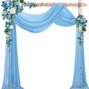 VOK Blue Wedding Arch Draping Fabric Chiffon Fabric, 29in x 18Ft Sheer Chiffon Outdoor Curtain for Wedding Ceremony Birthday Party Decoration (Blue,1 Panel)