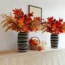 MISSPIN Thanksgiving Decorations - 9Pcs Fall Decor Artificial Flowers Orchid Maple Leaves Stems Set Fall Stems Faux Reed Maple Leaves for Wedding Bouquet Table Centerpieces Autumn