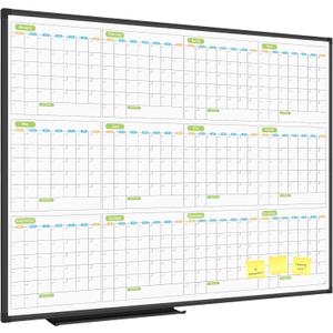 JILoffice Magnetic Dry Erase Calendar Whiteboard, 12 Months White Board Planner 48 X 36 Inch, Black Aluminum Frame Wall Mounted Board for Office Home and School