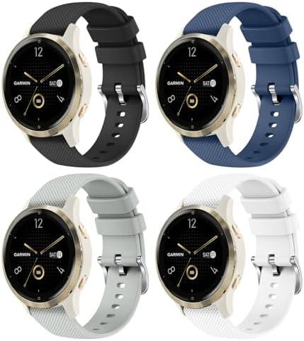 4 Pack 18mm Silicone Bands for Garmin Venu 3S / Vivoactive 4S / Venu 2S / Vivomove 3S, Soft Sport Replacement Straps for Garmin Forerunner 255S / 265S Smartwatch