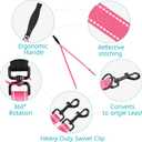 PetBonus Two Point Control Dog Leash, Works with No Pull Harnesses, No Tangle Training Leashes, Soft Padded and Reflective Walking Lead, Converts to Single Lead for Medium Large Dogs (Pink), 4 Feet