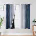 Estelar Textiler Navy Blue and Greyish White Blackout Curtains 45 Inch Length, Light Blocking Gradient Drapes for Kitchen, Thermal Insulated Grommet Ombre Curtains for Bathroom,42Wx45L,2 Panels