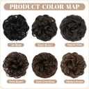 SARLA 2PCS Messy Hair Bun Hair Pieces Wavy Curly Synthetic Updo Fake Scrunchies Ponytail Extension for Women Dark Chocolate