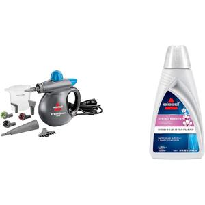 Bundle of BISSELL Steam Shot Omni Handheld Steam Cleaner, New 2024 Model + BISSELL Spring Breeze Demineralized Water, 32 oz, 1394