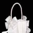 2 x Flower Girl Baskets for Wedding,Ivory Flower Girl Basket With Pearl Handle set of 2,Wedding Baskets for Flower Girls