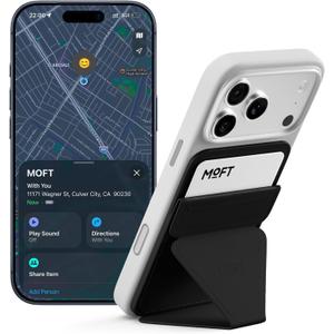 MOFT MagSafe Wallet Stand with Apple Find My, Ultra-Slim Trackable Strong Magnetic Phone Card Holder, 3-in-1 Multi-Angle Adjustable Phone Stand for iPhone 17/16/15/14/13/12 Series, Jet Black