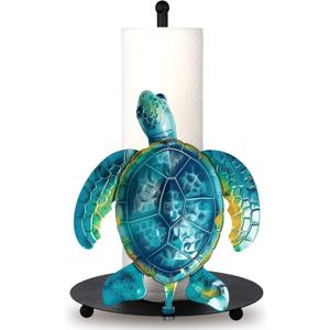 Turtle Paper Towel Holder Summer Beach Paper Towel Holder Stand with Round Cute Sea Turtle Kitchen Towel Holder Counter Bathroom Decor Coastal House Decor Gifts for Home (Blue)