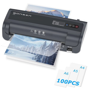 BONSEN A4 Laminator Machine, 9.33 Inch Thermal Laminator With Never Jam Technology, 100 Laminating Sheets, Laminates Photos Cards Documents, 4 In 1 Personal Laminators For Teachers Home Office School