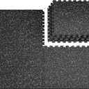 PRAISUN 0.56" Rubber Top Gym Flooring, Heavy Duty Interlocking Gym Mats for Home Gym, Non-Slip Workout Mat, 24 x 24in Large Gym Floor Mat, Protect Floors from Weights & Equipment, 24 Sq Ft, Black/Grey
