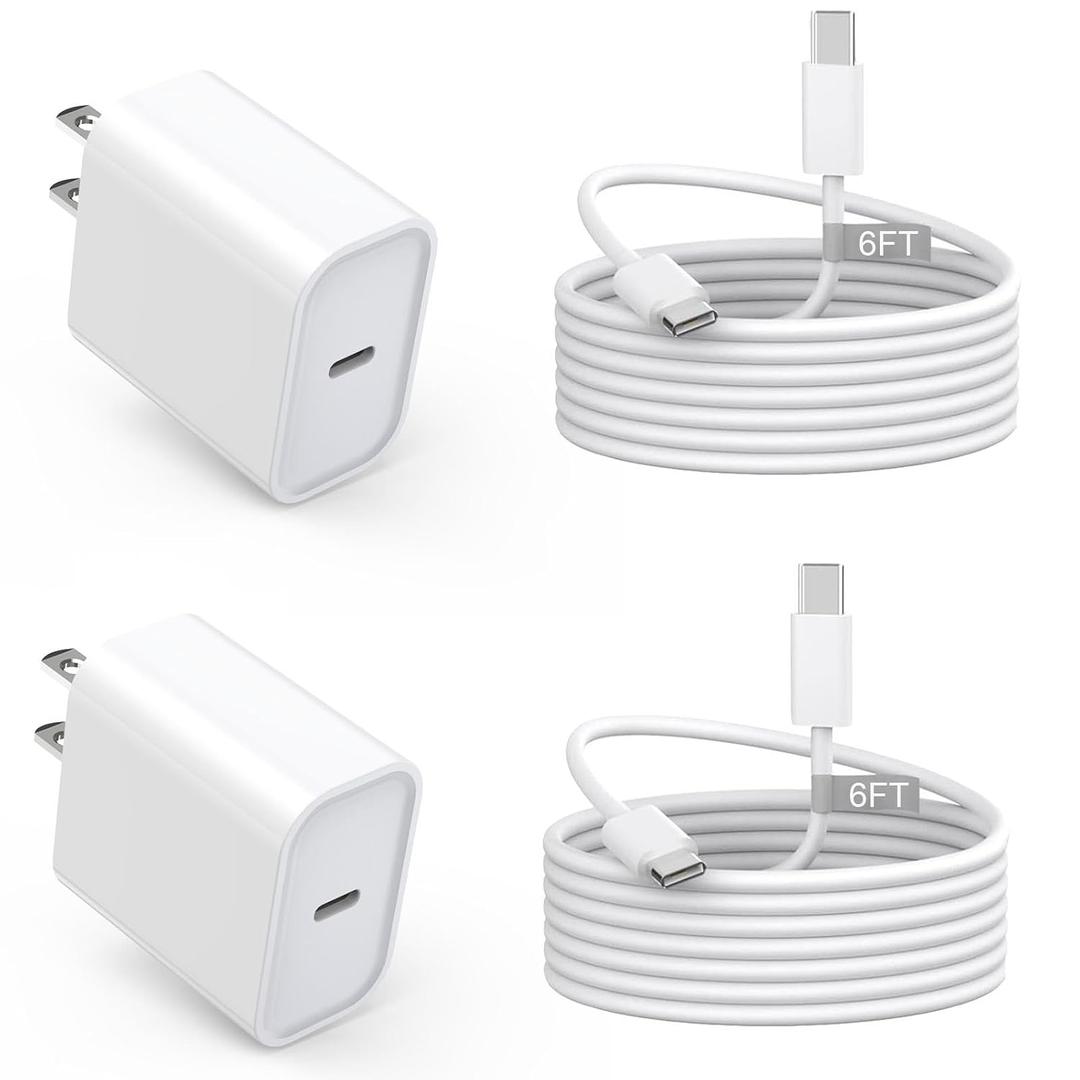 USB C Charger for iPhone 17/16 Charger Fast Charging,Type C Charge Apple Fast USB C Wall Chargers Block Adapter 6FT Charging Cable Cord for iPhone 17 Pro Max/Air/16/16Pro/15/15 Plus/iPad Pro/Air/Mini (White)