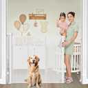 Reinforced 42 Extra Tall Retractable Dog Gate for Doorways, Extends up to 60 Wide, Mesh Baby Gate, Tall Baby Gates with Rods to Prevent Crawling Through Retractable Pet Gate Indoor Outdoor, White