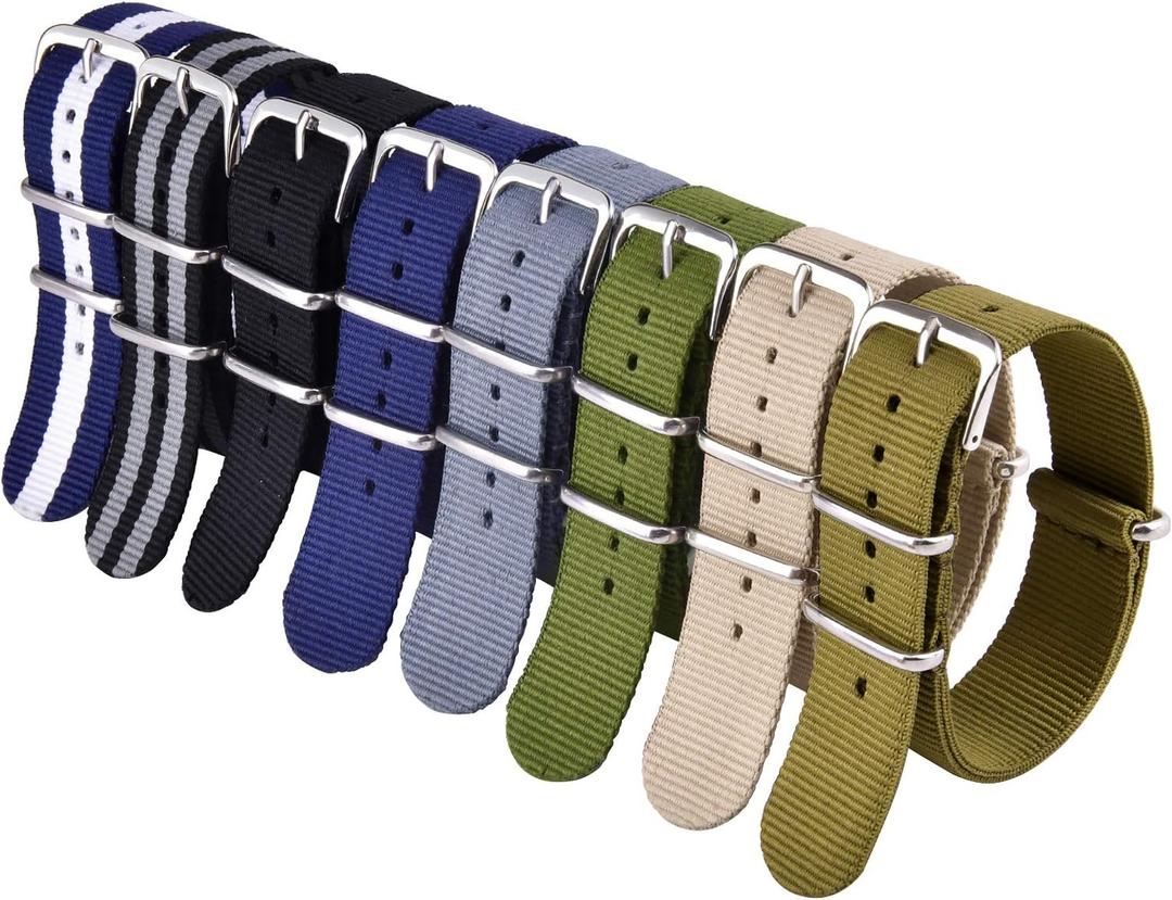 Ritche Christmas Gift Military Ballistic Nylon 8 Packs 18mm 20mm 22mm Watch Band Replacement Watch Straps for Men Women, White Elephant Gifts, Stocking Stuffers for Men