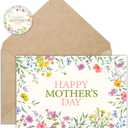 FYSUIMU 24 Pack Happy Mother's Day Cards Wildflower Greeting Cards with Envelopes Stickers Colorful Floral Blank Note Card for Mom Grandma Holiday Party Supplies, 4 x 6 Inch
