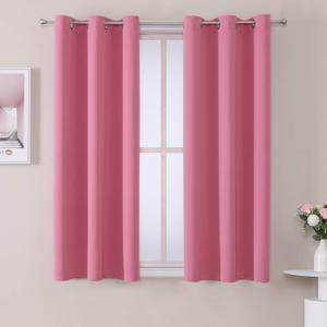 ChrisDowa Grommet Room Darkening Curtains for Bedroom and Living Room - 2 Panels Set Thermal Insulated Blackout Curtains (Pink, 38"W x45"L)