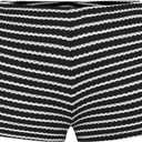 SHENHE Women's Striped Shorts Low Rise Bodycon Cute Mini Shorts Summer Casual Shorts (Large, Black and White)