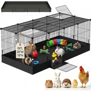 Guinea Pig Cages DIY Small Animal Playpen with Waterproof Liner, Expandable Cage for Guinea Pigs, Metal Wire Yard Fence Rabbit Cage (20 Panels - 56" L x 28" W x 18" H)