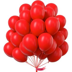 PartyWoo Red Balloons 50pcs 12 Inch Red Helium Balloons for Birthday Graduation Bachelorette Citizenship Firefighter Strawberry Anniversary Cherry Casino Movie Theme Party Decorations Red-Y57