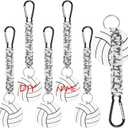 6PCs Ball Braided Lanyard Keychain, Ball Keychain with Hook and DIY Card,Backpack Charms Team Gifts for Sport Fan