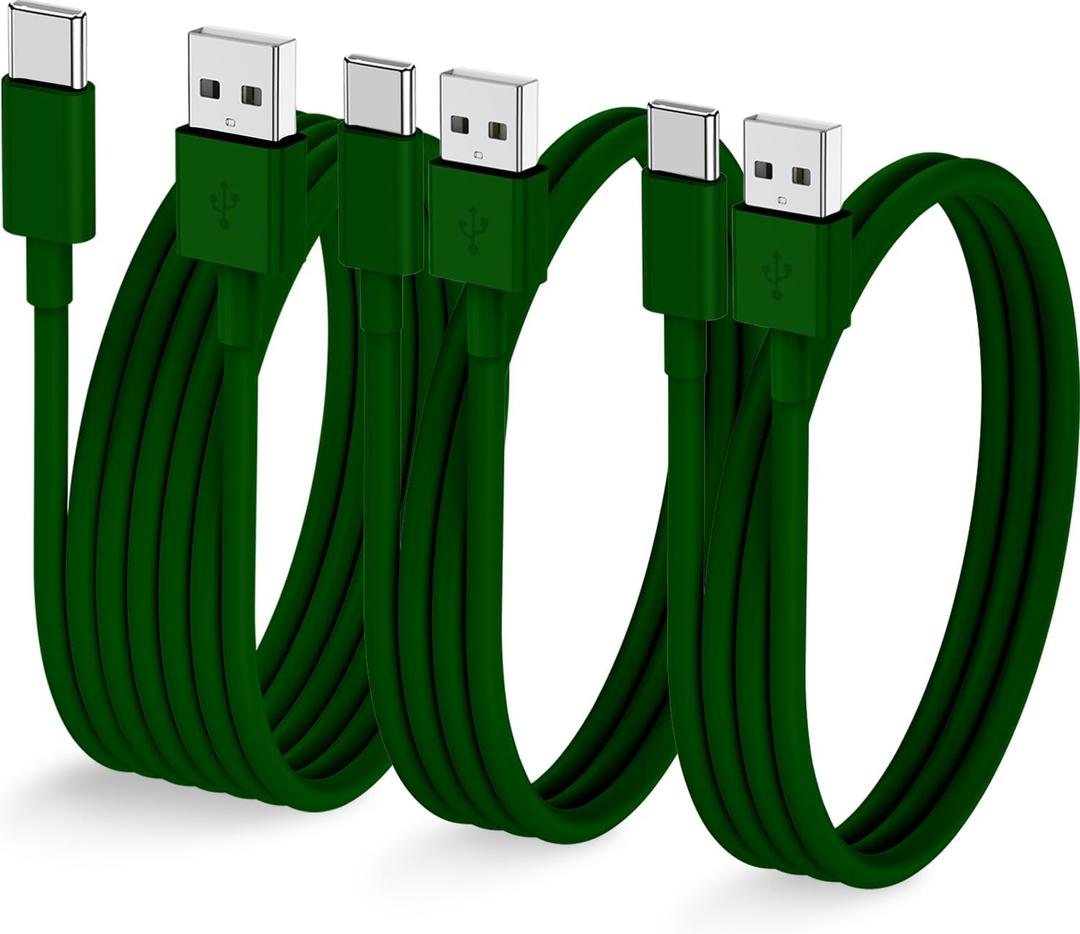 3-Pack Green [3.3FT+3.3FT+6FT] USB A to USB C CableUSB to USB C Car Carplay Cable for iPhone Air 17 16e 16 15 Pro Plus Pro Maxfor Galaxy S25/S24, for iPad Pro/Air/mini, for MacBook Pro/Air and More