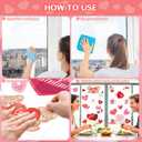2 x Valentines Day Decorations - Heart Window Clings for Glass | Valentines Decor Indoor Outdoor - Valentine's Day Accessories Party Favors Supplies for Home School Class Office (Red)
