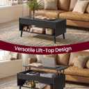 VASAGLE Lift Top Coffee Table, Lift Tabletop Dining Table, Gas Spring, Hidden Compartment, Open Storage Shelf, for Living Room, Home Office, Charcoal Gray ULCT268BA01S