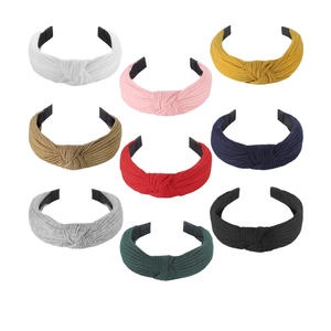 Funtopia Knotted Headbands for Women Girls, 9 Pcs Wide Plain Turban Headband Fashion Cross Knot Hair Bands with Solid Colors