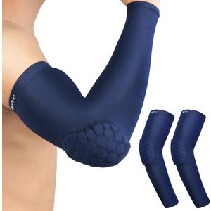 HiRui Elbow Pads for Teenagers Men Women, Elbow Brace Basketball Shooter Sleeves Arm Compression Sleeves (Small, Navy Blue)