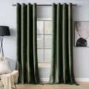 MIULEE 90 Inches Velvet Curtains Olive Green Elegant Grommet Curtains Thermal Insulated Soundproof Room Darkening Drapes for Classical Living Room Bedroom Decor 52 x 90 Inch Set of 2