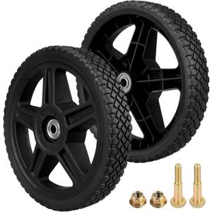 2 Pack 10" Lawn Mower Wheels, Push Mower Wheel kits Includes Bolts & Nuts, Fit Standard Pressure Washer, Garden Cart, Air Compressor, Wheelbarrow, Handtruck, Generator Wheel, Lawn Tractors