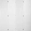 Room Divider Wood Screen Wood Mesh Woven Design Room Divider Folding Portable Partition Screen for Home Office (4 Panel, White)