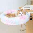 Cat Desk Bed, Cat Perch for Home Office, 360Rotating & Adjustable Shelf, Removable Comfortable Soft Pet Nest Bed, Modern Unique Kitten Furniture Attachment for Game Tables (Gradient)