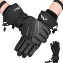 Ski Gloves for Men Women - Winter Snow Windproof Waterproof Skiing Snowboarding for Cold Weather Warm (Large, Black)