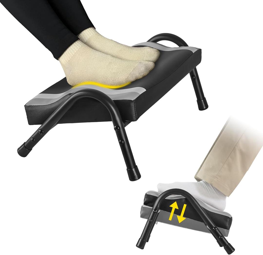 Foot Rest for Under Desk at Work, Ergonomic Foot Rest for Office Use, Adjustable Heights, Relieving Pain in Lower Back, Hip, Knee (Black)
