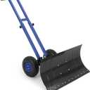 29x14.2 in Rolling Snow Shovel on Wheels, Heavy Duty Metal Snow Shovel with 5-Position Angled Blade & Adjustable Handle, Ergonomic Design for Driveway, Doorway, Sidewalk, Pavement